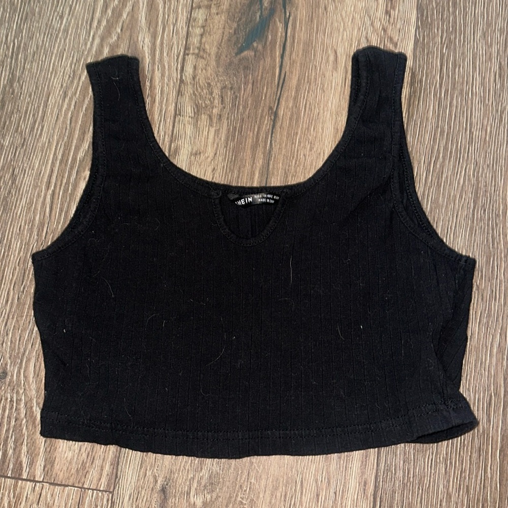 Black cropped ripped top